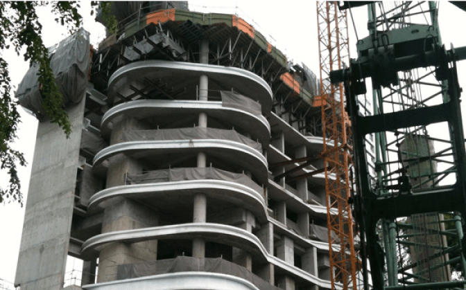 Architectural curved fin for Ferrell Residences