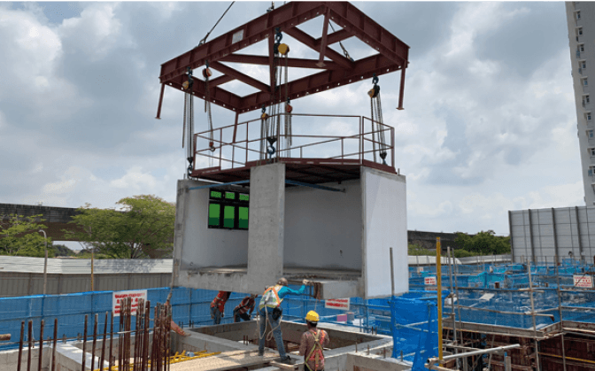 PPVC module of bedroom installation for HDB residential project at Sengkang